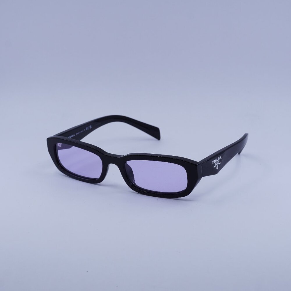 Prada PRB06S 16K40J Sunglasses Black Rectangle Frame, Violet Lenses - Picture 3 of 11